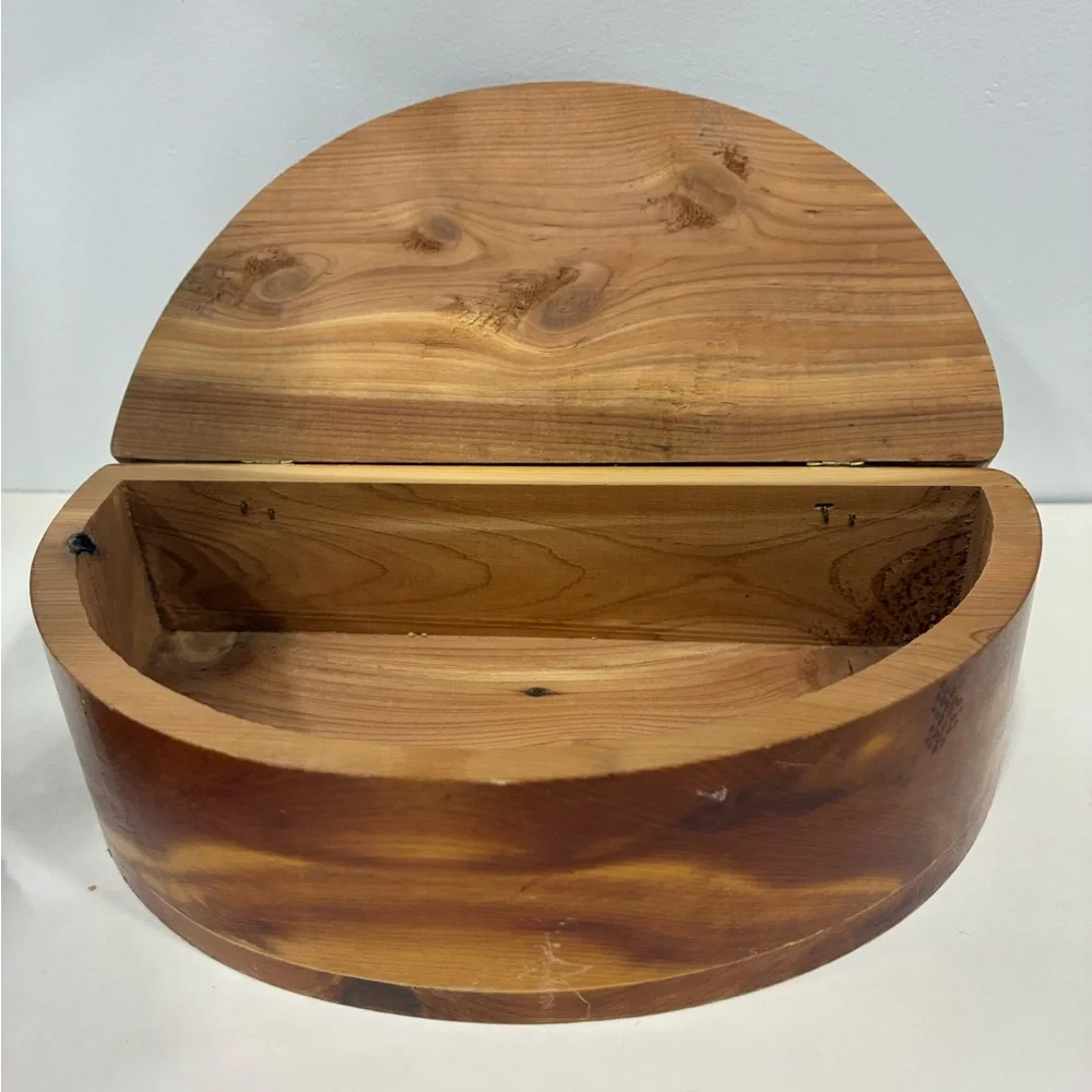 Italian Cedar Trinket Box with Old World Decopauge Scene Boats Port Cows Horses